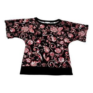 White House Black Market Floral Scroll Blouse – Size L